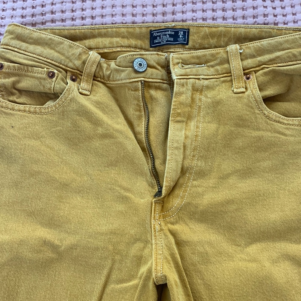 Yellow high-rise Abercrombie and Fitch jeans